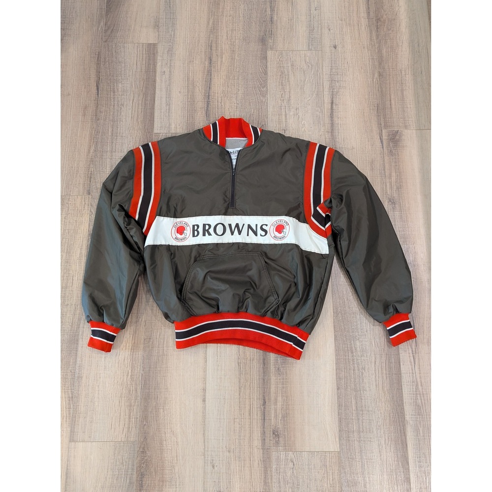 Vintage 1989 Cleveland Browns DeLONG Half Zip Pullover Jacket USA Mens L NFL